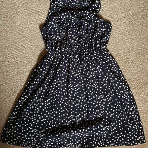 Navy white polka dot Peter Pan collar tie dress